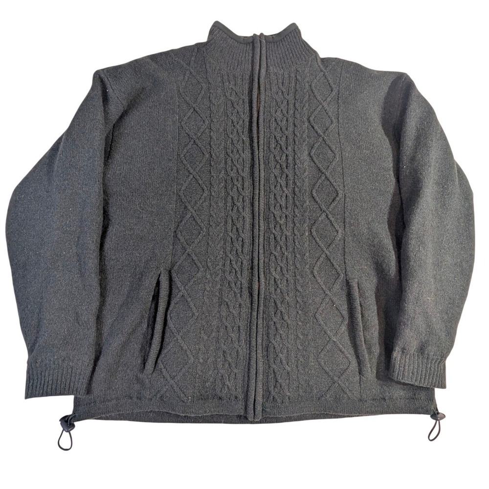 Carraigdonn‎ Ireland Wool Cable Knit Full Zip Sweater Jacket Men's XL